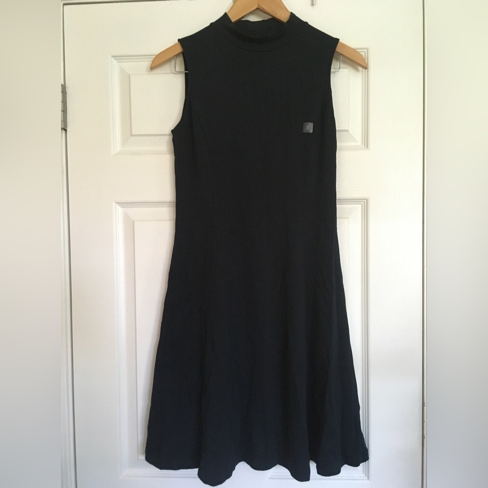 Mock Neck Sleeveless Flare Dress